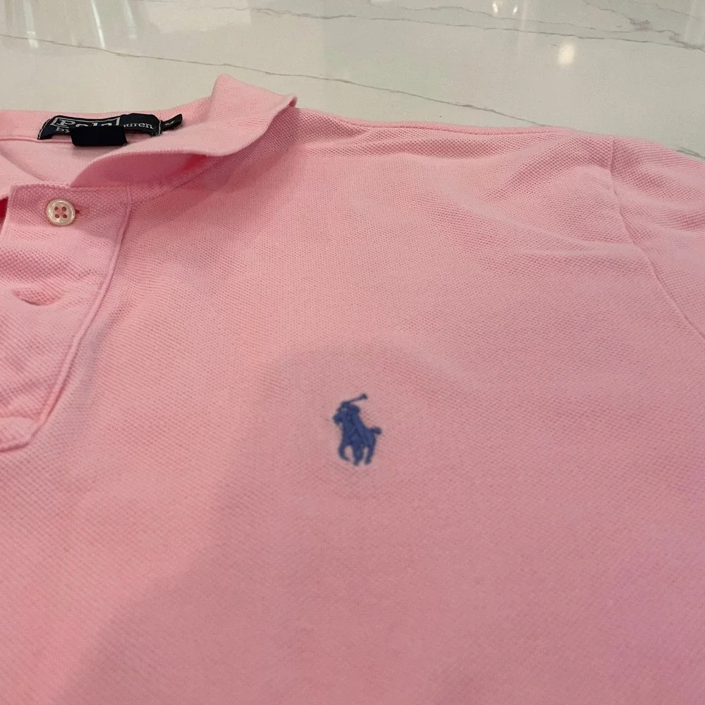 Polo Ralph Lauren Mens Pink Short Sleeve Cotton Pique Polo Shirt Size M
